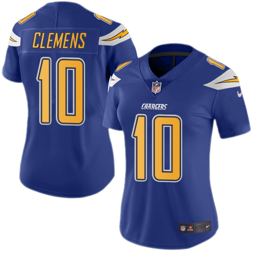 Women's Limited Kellen Clemens Nike Jersey Electric Blue - #10 Rush NFL Los Angeles Chargers